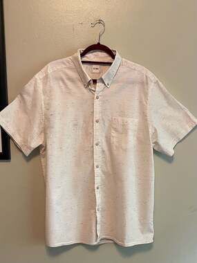 Men's Short Sleeve Shirt, XL,  Natural 100% Cotton, Modern Minimalist